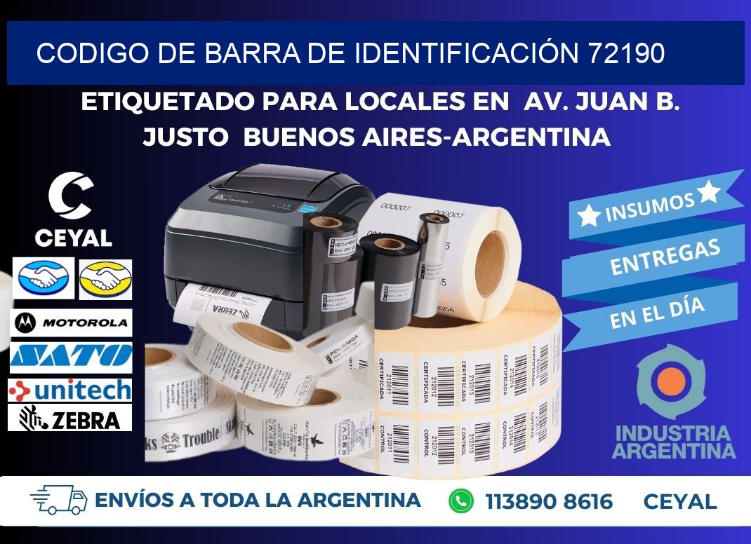 CODIGO DE BARRA DE IDENTIFICACIÓN 72190