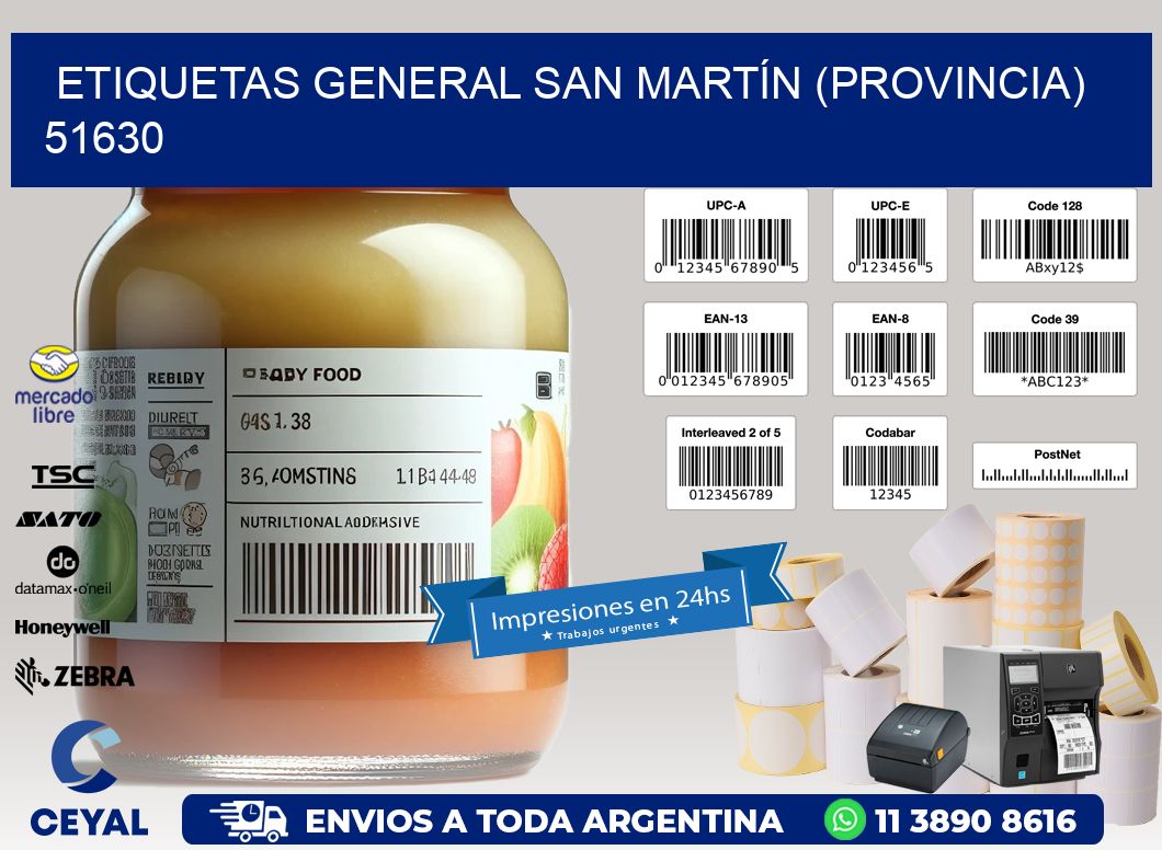 ETIQUETAS GENERAL SAN MARTÍN (PROVINCIA) 51630