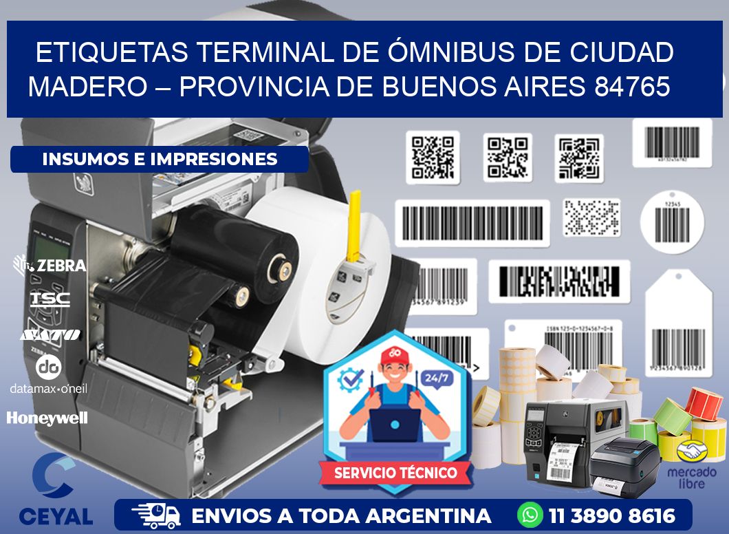ETIQUETAS TERMINAL DE ÓMNIBUS DE CIUDAD MADERO – PROVINCIA DE BUENOS AIRES 84765