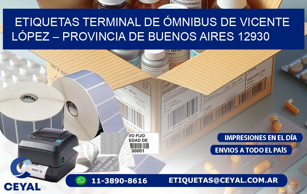 ETIQUETAS TERMINAL DE ÓMNIBUS DE VICENTE LÓPEZ – PROVINCIA DE BUENOS AIRES 12930