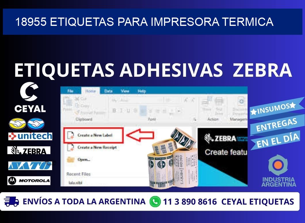 18955 ETIQUETAS PARA IMPRESORA TERMICA