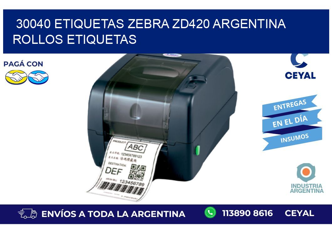 30040 etiquetas zebra zd420 argentina ROLLOS ETIQUETAS