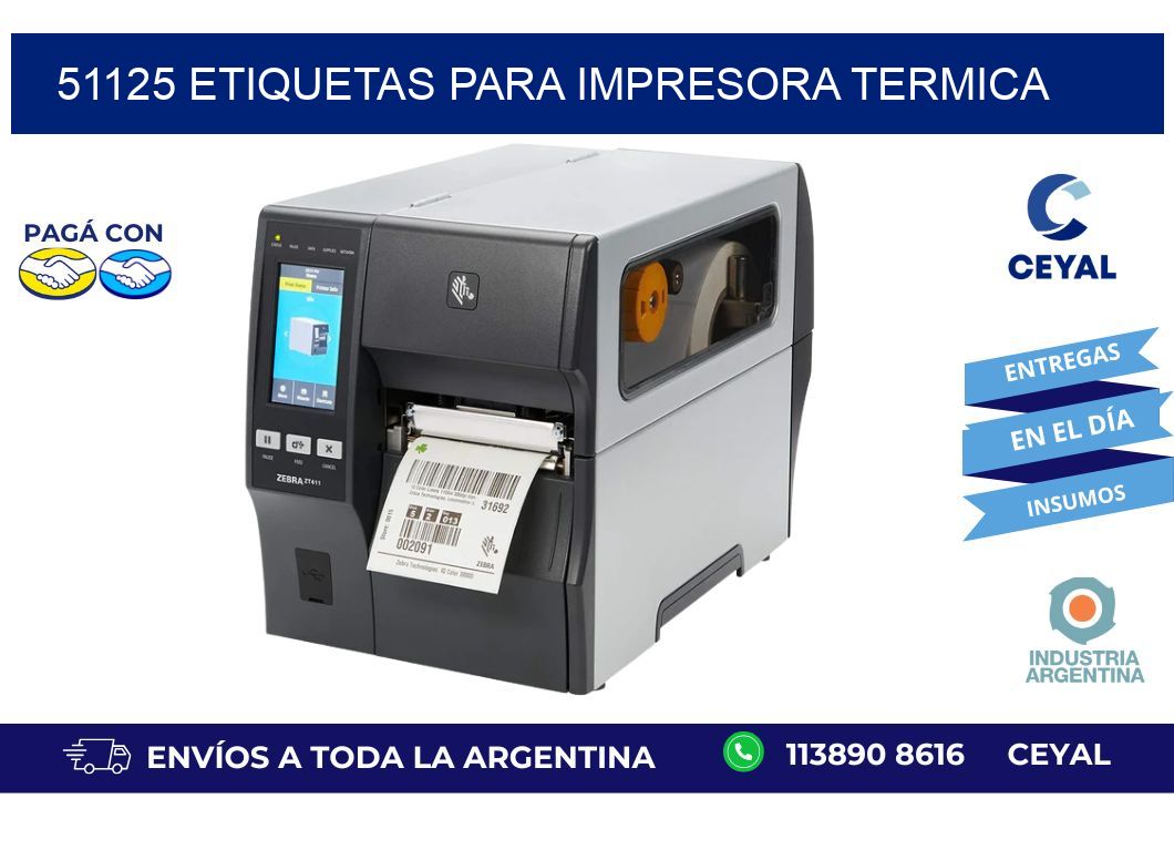 51125 ETIQUETAS PARA IMPRESORA TERMICA