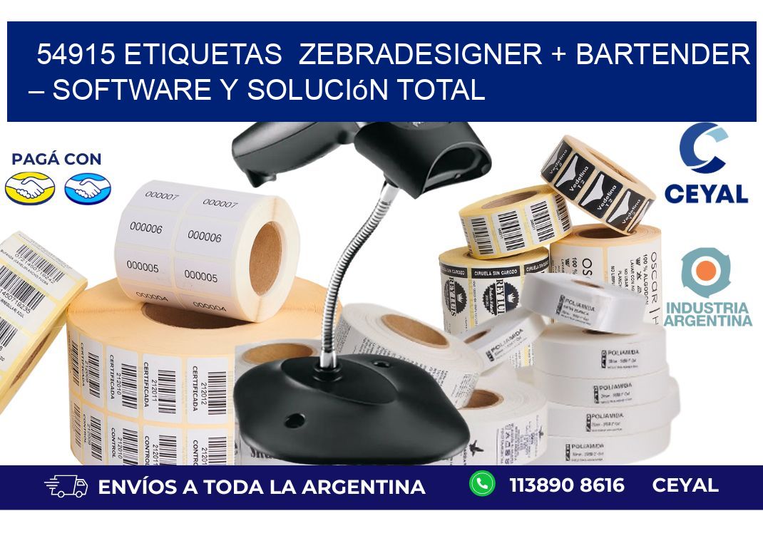 54915 etiquetas  ZebraDesigner + BarTender – Software y Solución Total