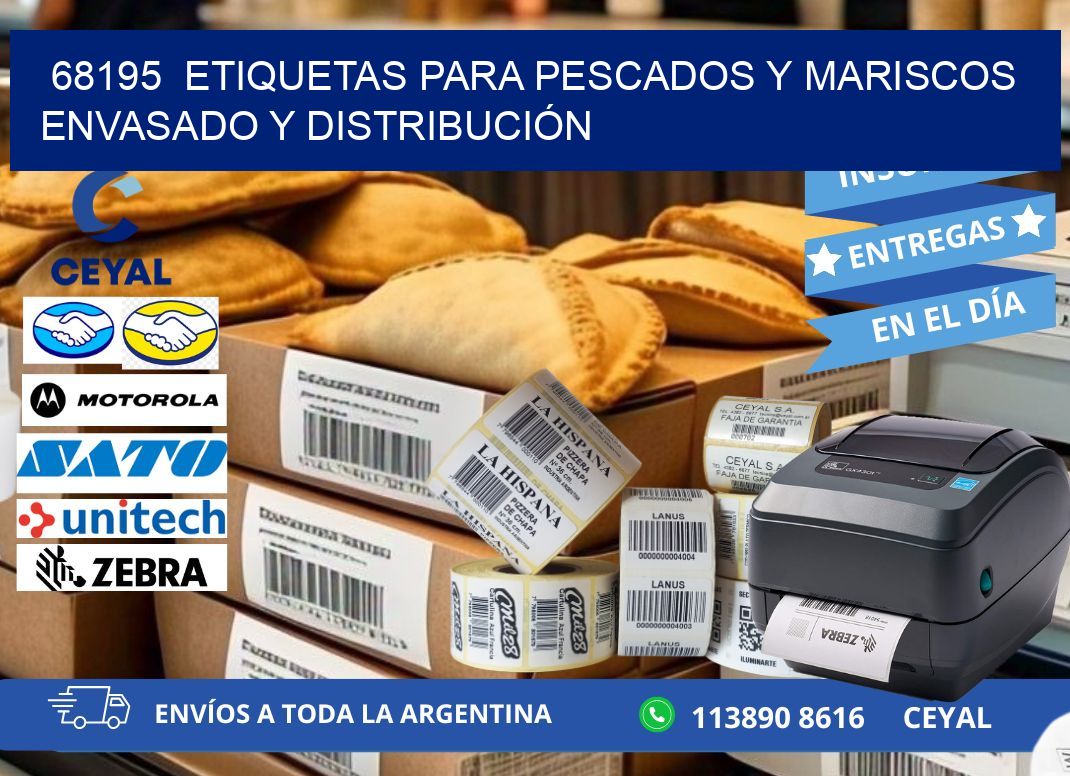68195  ETIQUETAS PARA PESCADOS Y MARISCOS ENVASADO Y DISTRIBUCIÓN