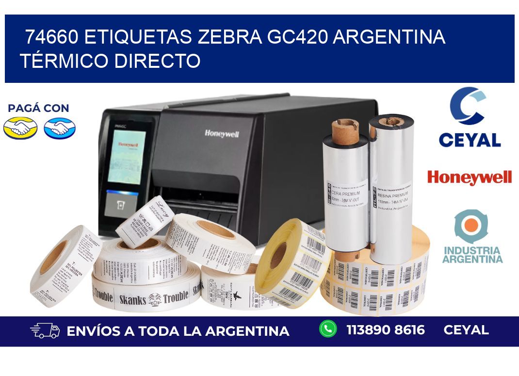 74660 etiquetas zebra gc420 argentina TÉRMICO DIRECTO