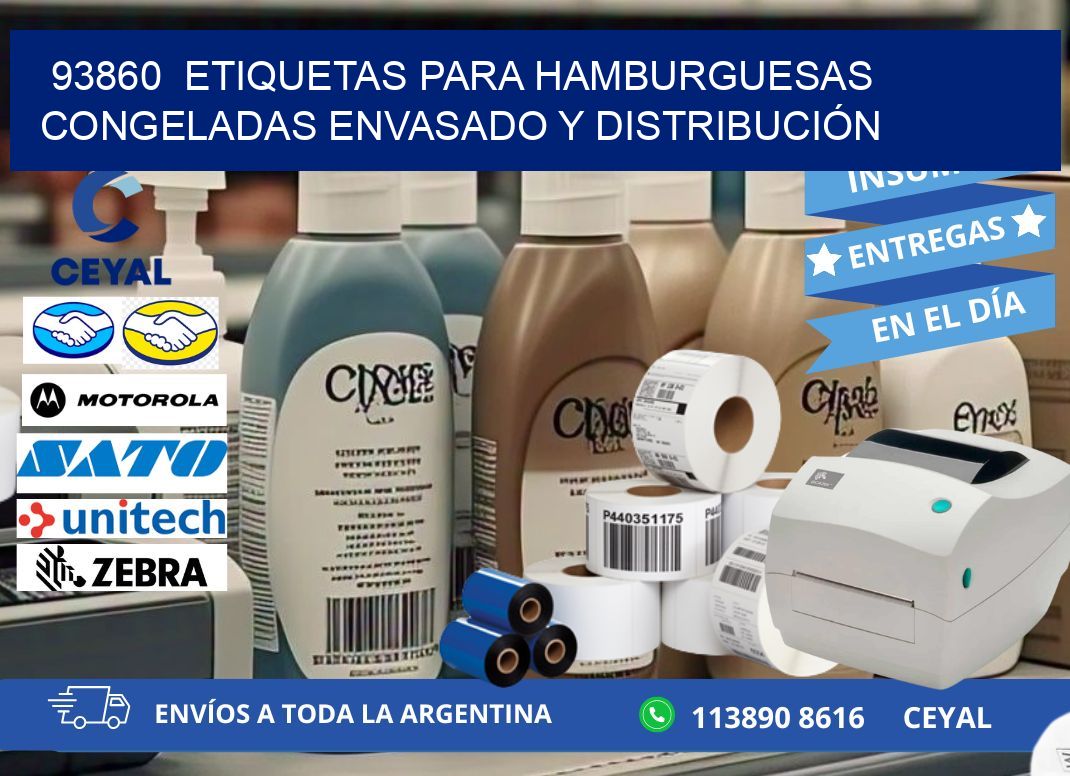 93860  ETIQUETAS PARA HAMBURGUESAS CONGELADAS ENVASADO Y DISTRIBUCIÓN