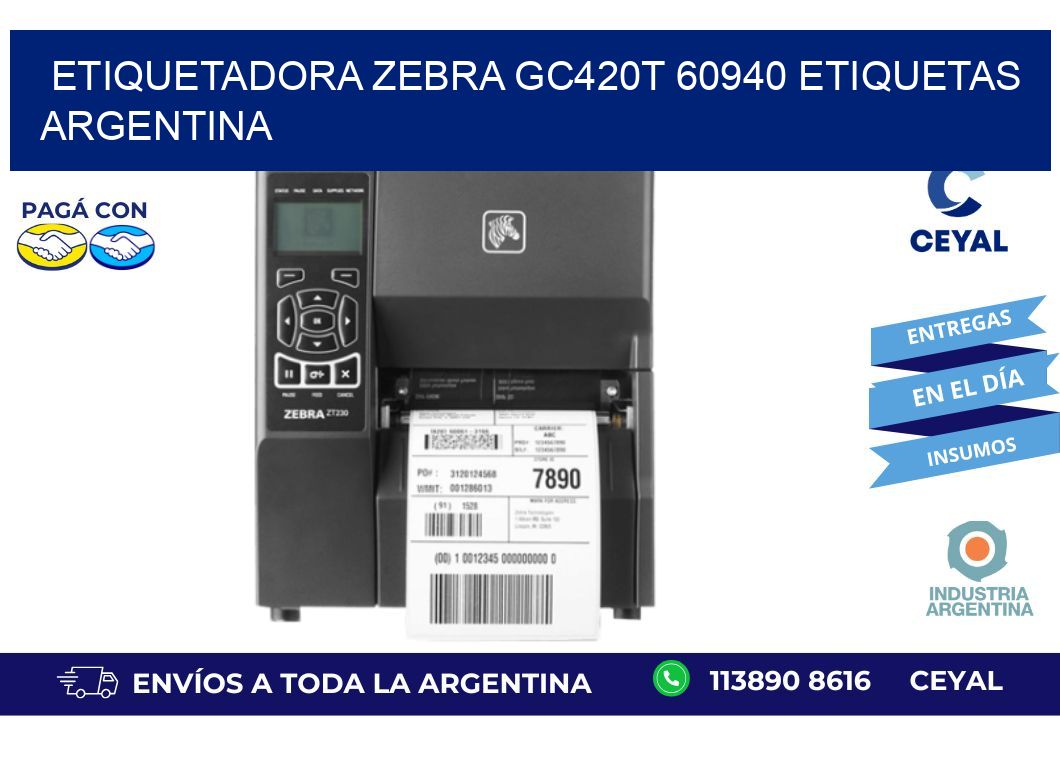 etiquetadora zebra gc420t 60940 etiquetas argentina