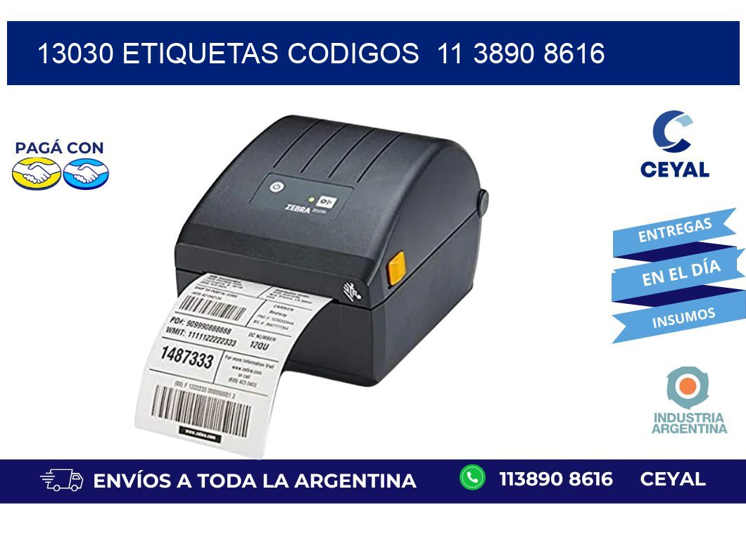 13030 ETIQUETAS CODIGOS  11 3890 8616