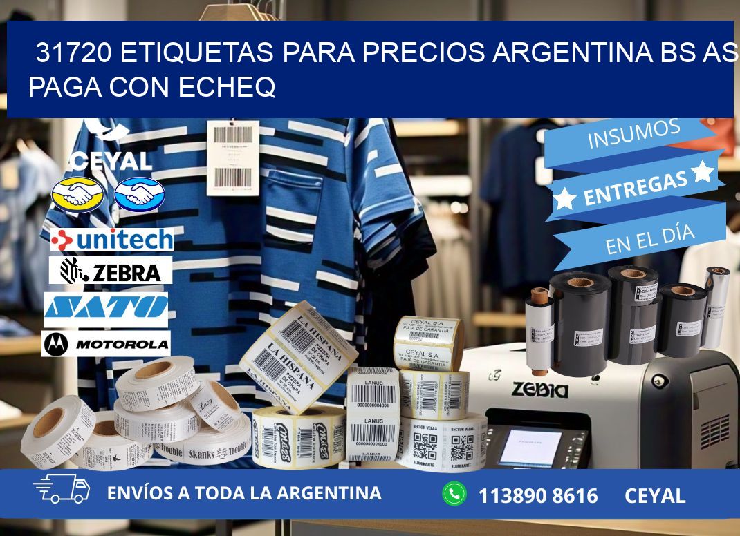 31720 ETIQUETAS PARA PRECIOS ARGENTINA BS AS PAGA CON ECHEQ