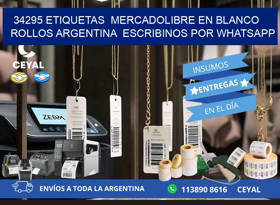 34295 ETIQUETAS  MERCADOLIBRE EN BLANCO ROLLOS ARGENTINA  ESCRIBINOS POR WHATSAPP