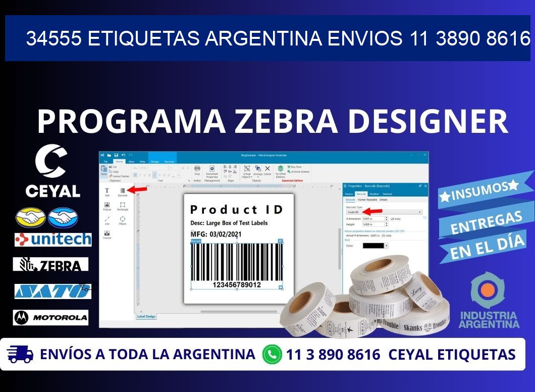 34555 ETIQUETAS ARGENTINA ENVIOS 11 3890 8616