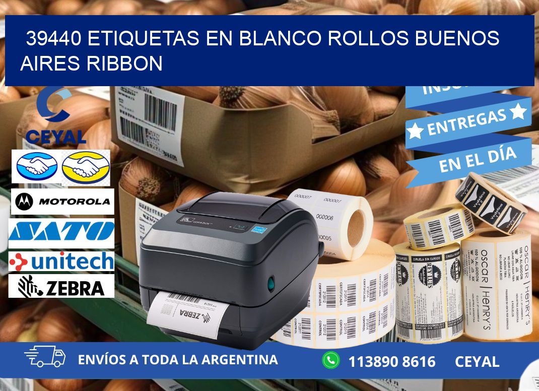 39440 ETIQUETAS EN BLANCO ROLLOS BUENOS AIRES RIBBON