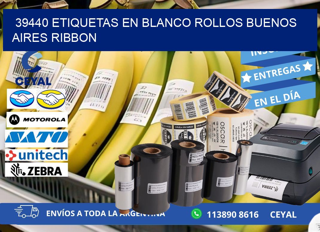 39440 ETIQUETAS EN BLANCO ROLLOS BUENOS AIRES RIBBON
