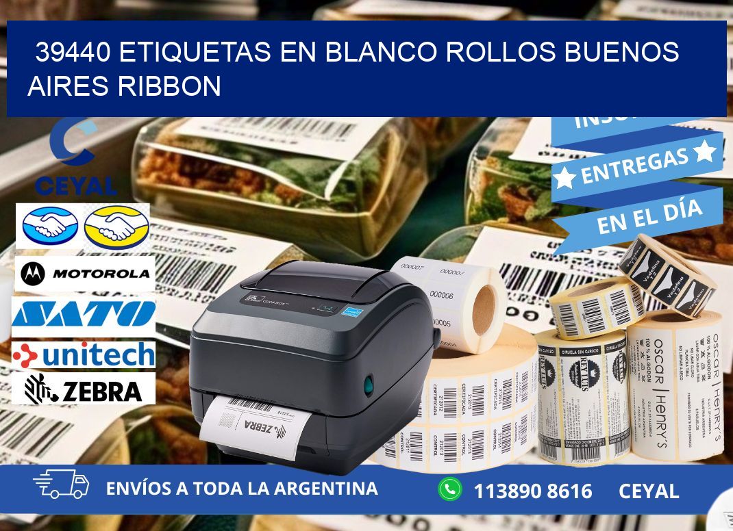 39440 ETIQUETAS EN BLANCO ROLLOS BUENOS AIRES RIBBON