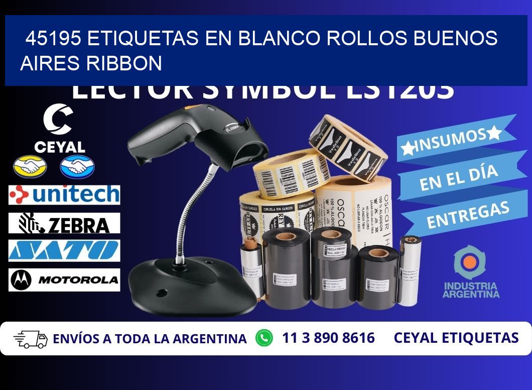 45195 ETIQUETAS EN BLANCO ROLLOS BUENOS AIRES RIBBON