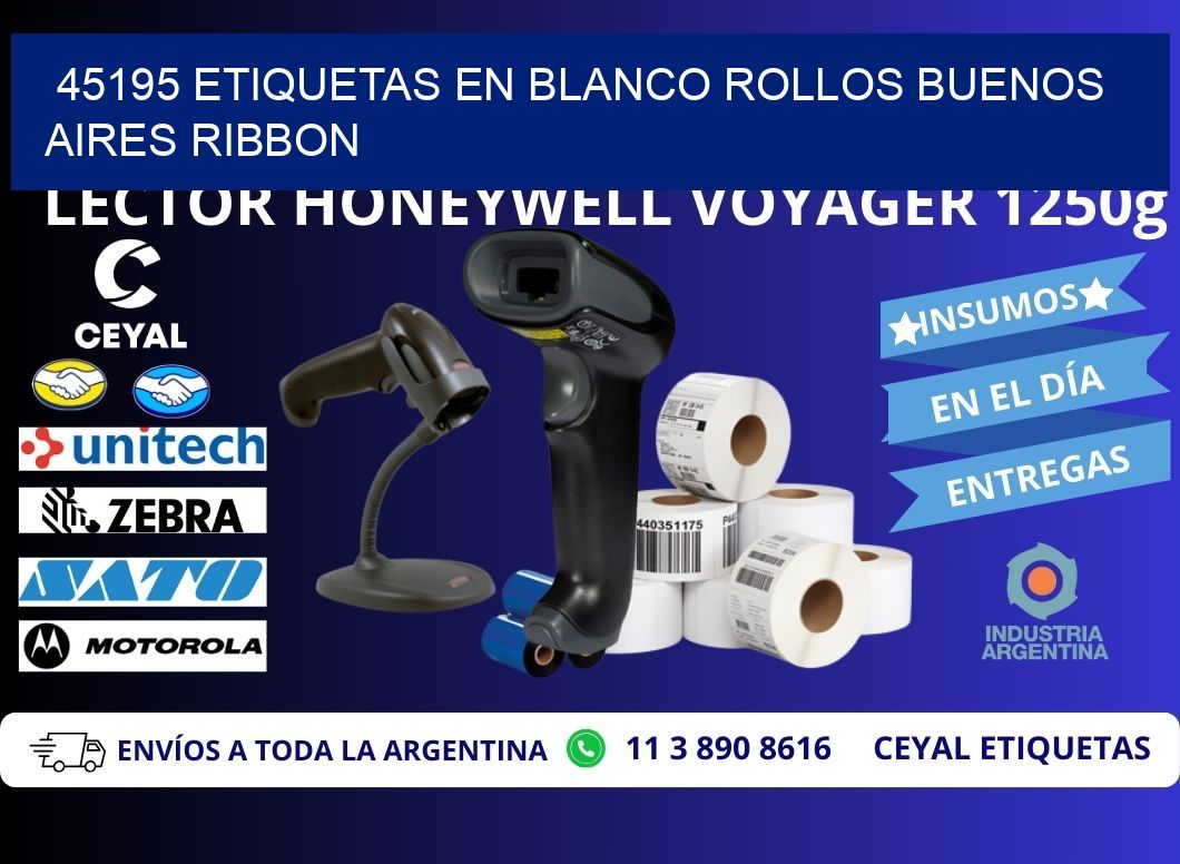 45195 ETIQUETAS EN BLANCO ROLLOS BUENOS AIRES RIBBON