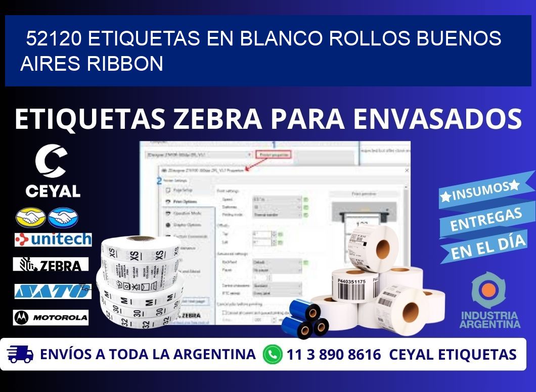 52120 ETIQUETAS EN BLANCO ROLLOS BUENOS AIRES RIBBON
