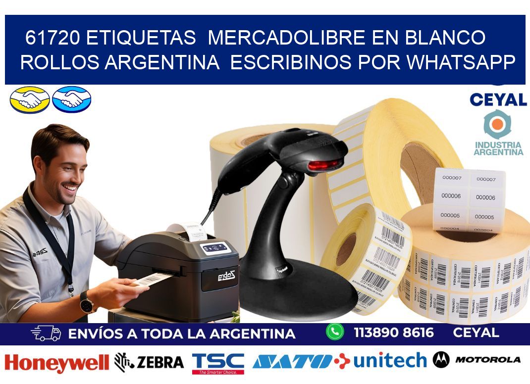 61720 ETIQUETAS  MERCADOLIBRE EN BLANCO ROLLOS ARGENTINA  ESCRIBINOS POR WHATSAPP