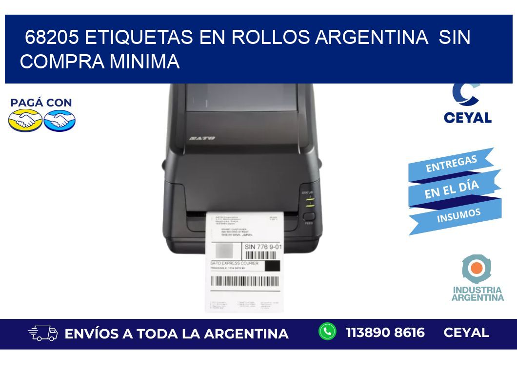 68205 ETIQUETAS EN ROLLOS ARGENTINA  SIN COMPRA MINIMA