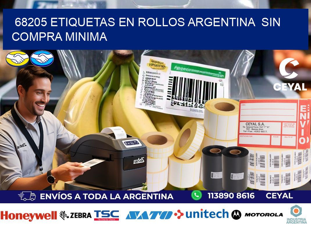 68205 ETIQUETAS EN ROLLOS ARGENTINA  SIN COMPRA MINIMA