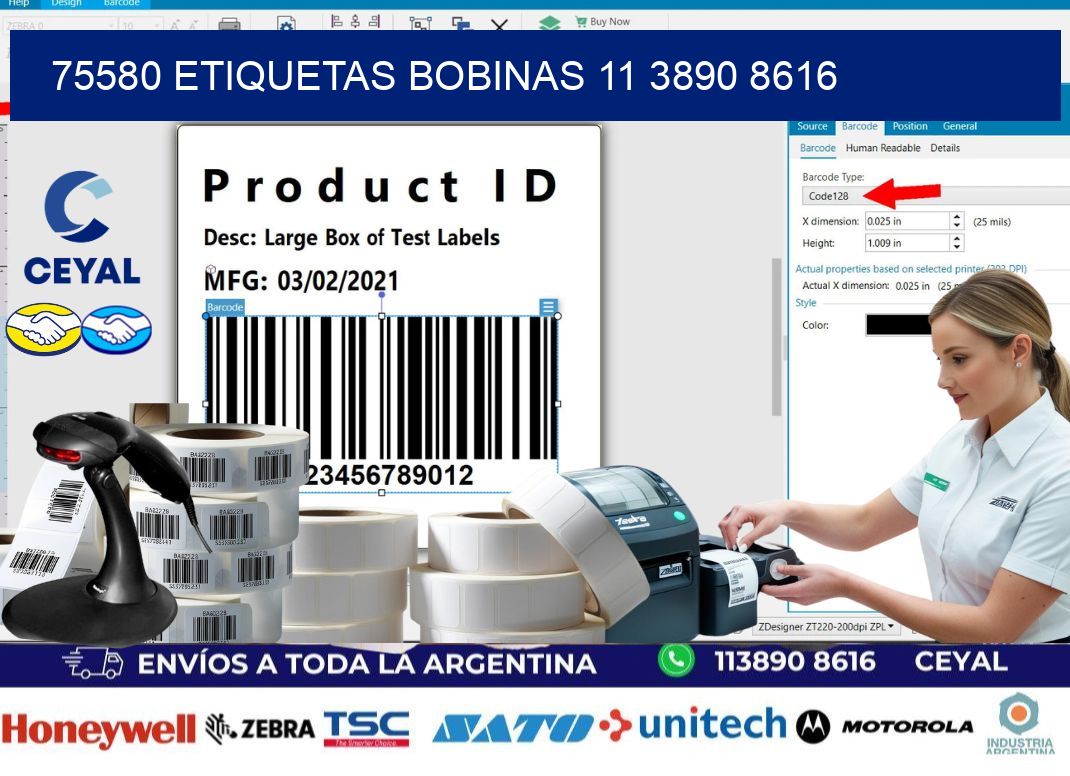 75580 ETIQUETAS BOBINAS 11 3890 8616