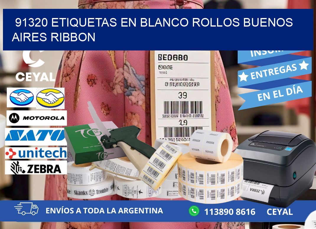 91320 ETIQUETAS EN BLANCO ROLLOS BUENOS AIRES RIBBON