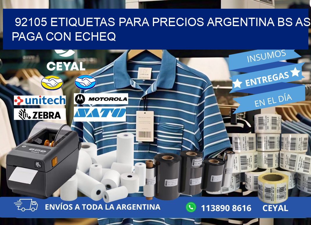 92105 ETIQUETAS PARA PRECIOS ARGENTINA BS AS PAGA CON ECHEQ