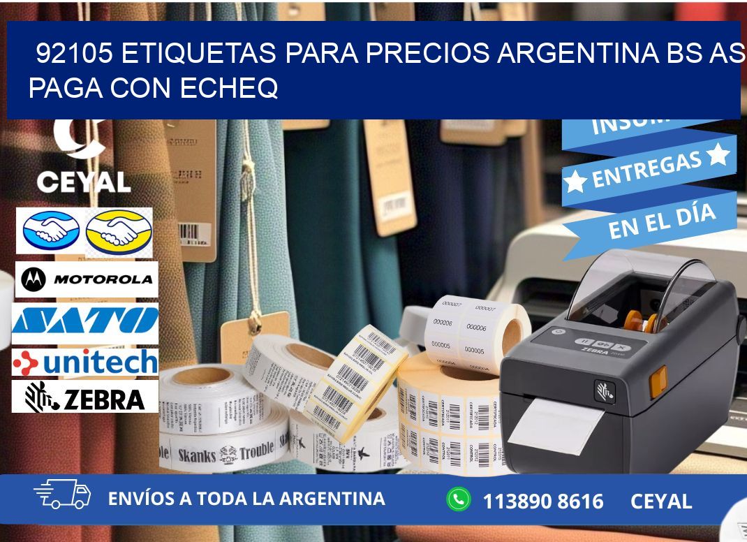 92105 ETIQUETAS PARA PRECIOS ARGENTINA BS AS PAGA CON ECHEQ