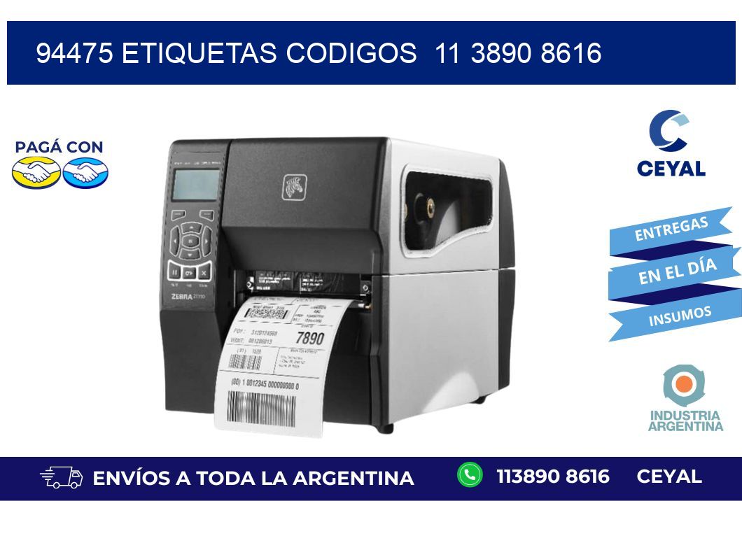 94475 ETIQUETAS CODIGOS  11 3890 8616