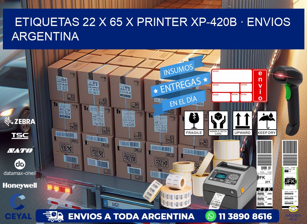 ETIQUETAS 22 x 65 X PRINTER XP-420B · ENVIOS ARGENTINA