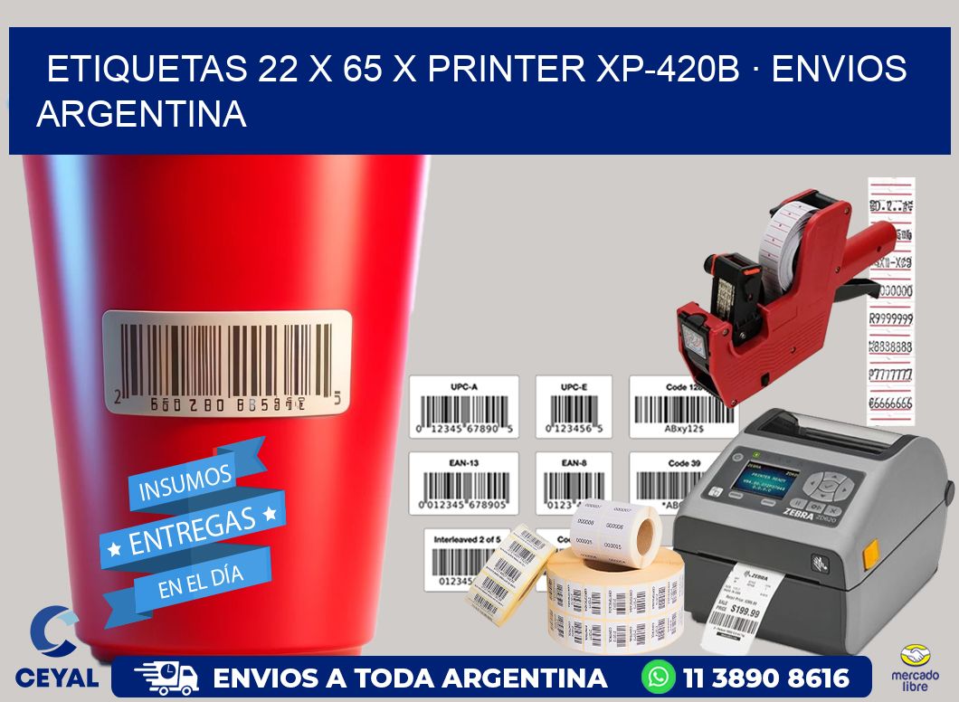 ETIQUETAS 22 x 65 X PRINTER XP-420B · ENVIOS ARGENTINA