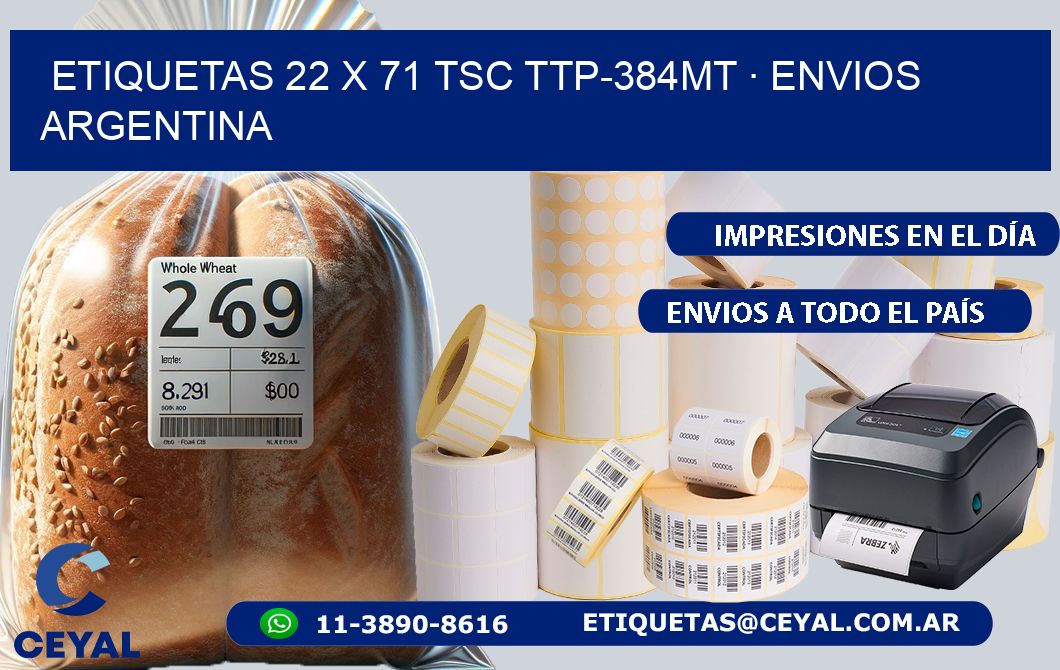 ETIQUETAS 22 x 71 TSC TTP-384MT · ENVIOS ARGENTINA