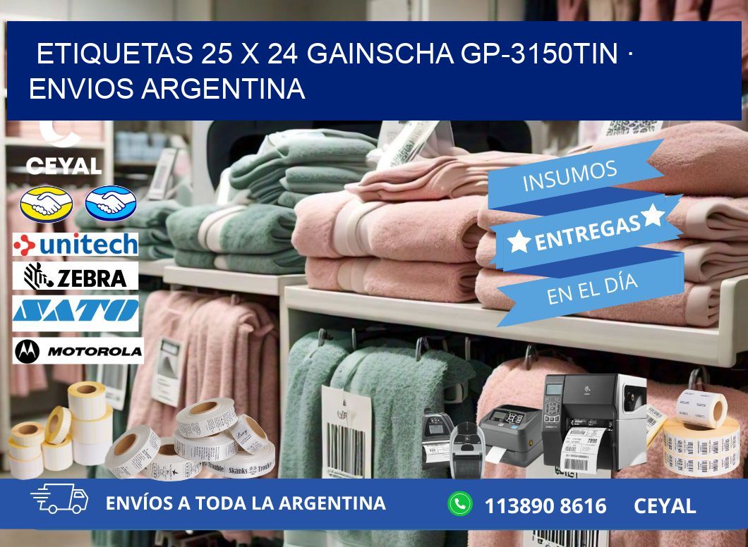 ETIQUETAS 25 x 24 GAINSCHA GP-3150TIN · ENVIOS ARGENTINA