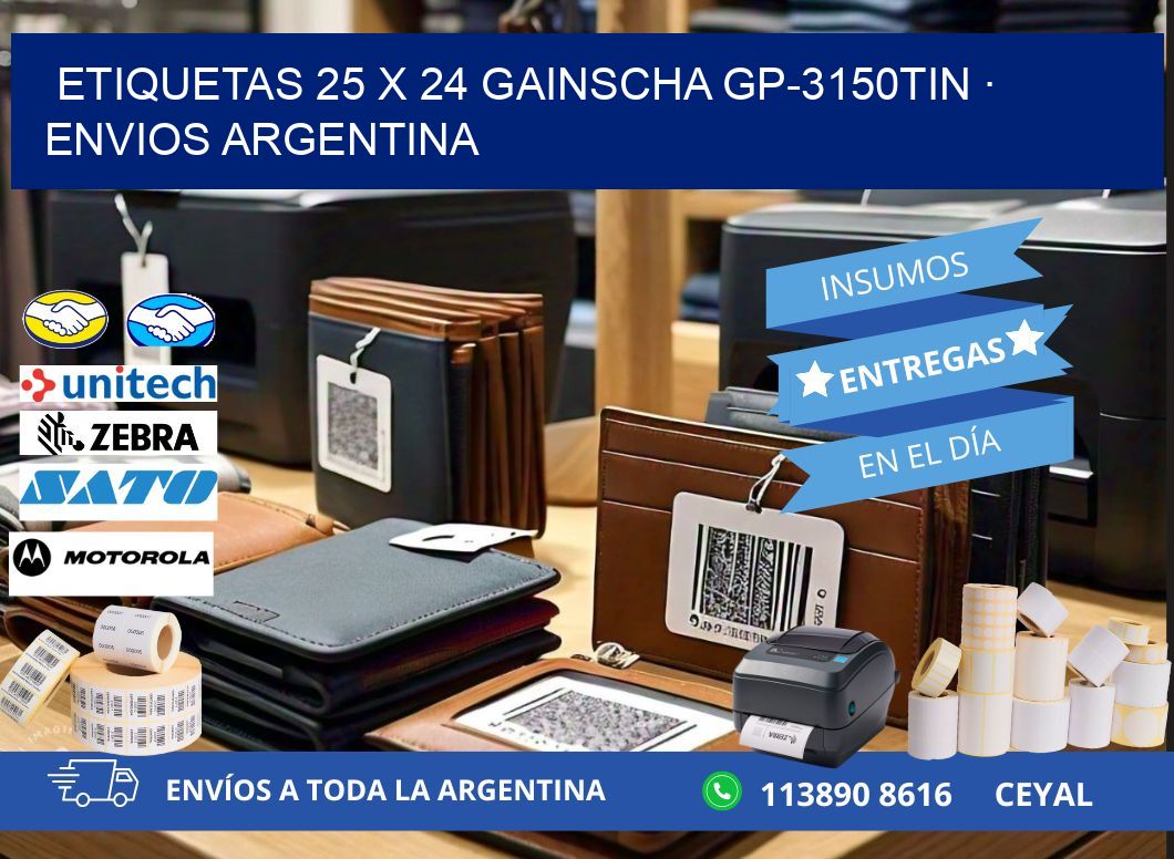 ETIQUETAS 25 x 24 GAINSCHA GP-3150TIN · ENVIOS ARGENTINA
