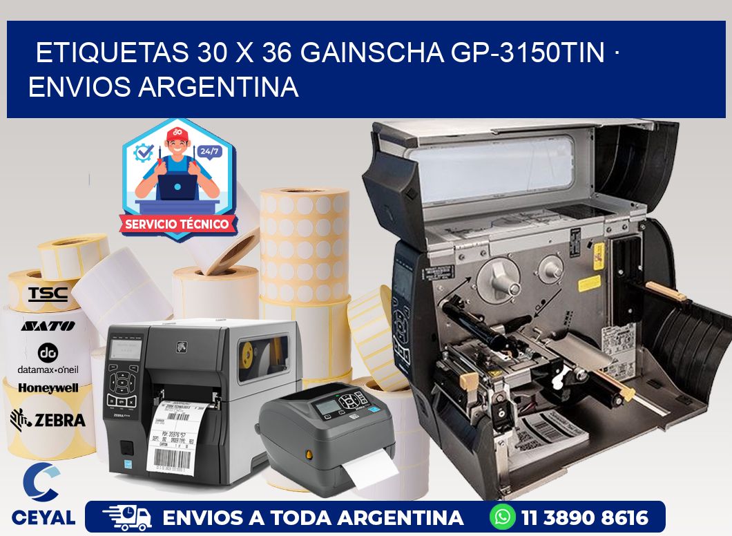 ETIQUETAS 30 x 36 GAINSCHA GP-3150TIN · ENVIOS ARGENTINA