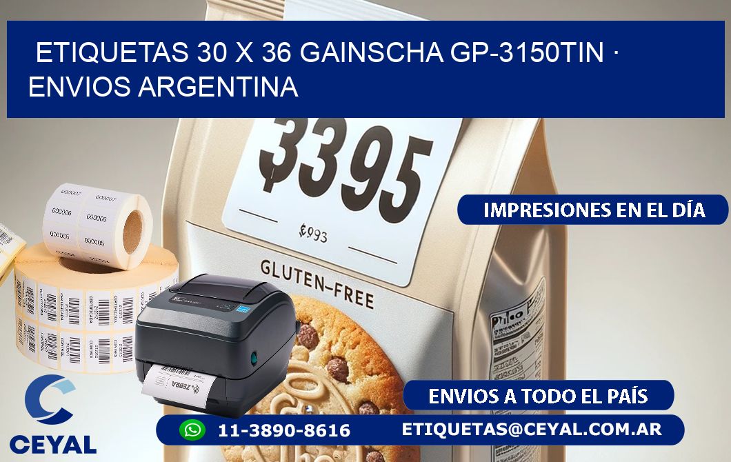 ETIQUETAS 30 x 36 GAINSCHA GP-3150TIN · ENVIOS ARGENTINA