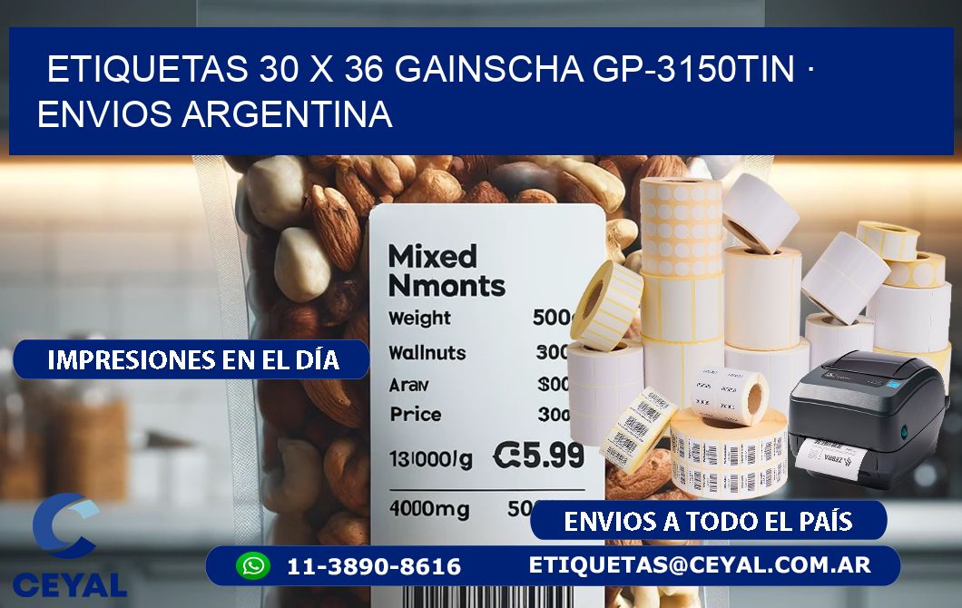 ETIQUETAS 30 x 36 GAINSCHA GP-3150TIN · ENVIOS ARGENTINA