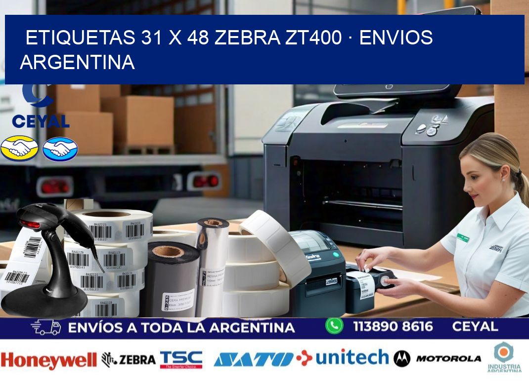 ETIQUETAS 31 x 48 ZEBRA ZT400 · ENVIOS ARGENTINA