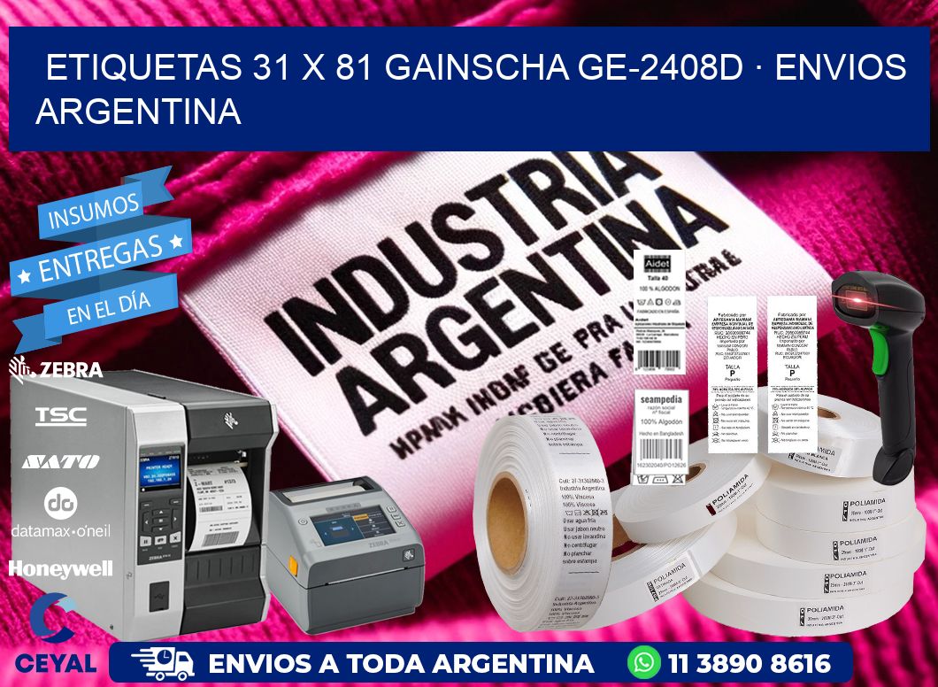 ETIQUETAS 31 x 81 GAINSCHA GE-2408D · ENVIOS ARGENTINA