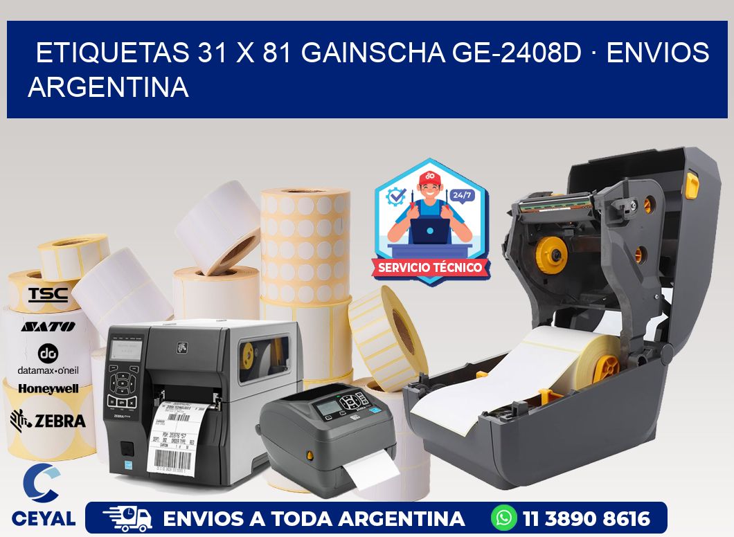 ETIQUETAS 31 x 81 GAINSCHA GE-2408D · ENVIOS ARGENTINA
