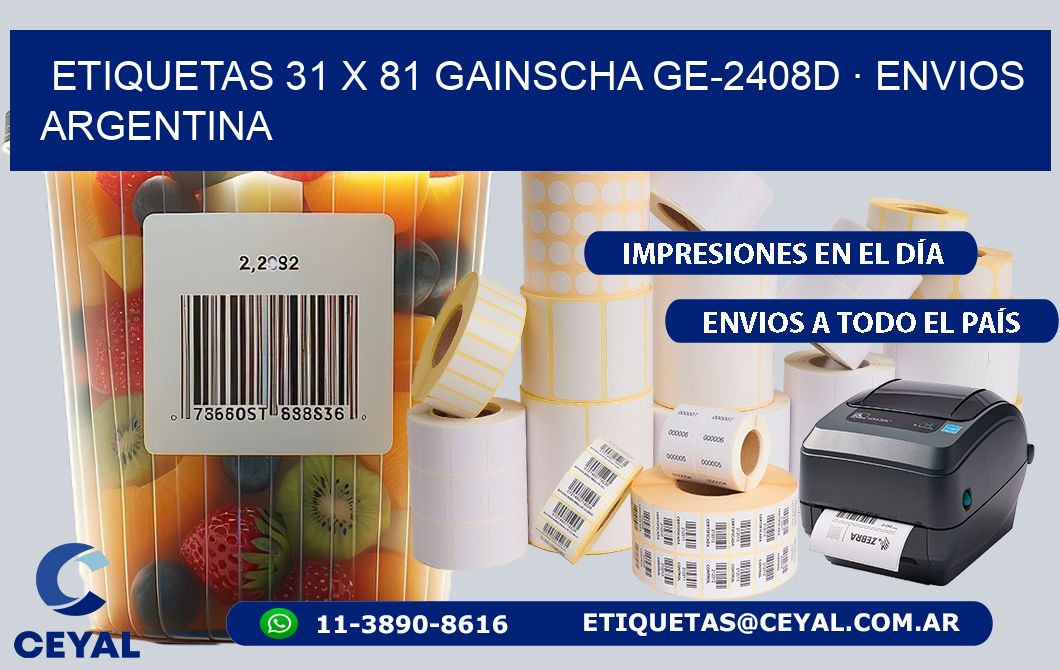 ETIQUETAS 31 x 81 GAINSCHA GE-2408D · ENVIOS ARGENTINA