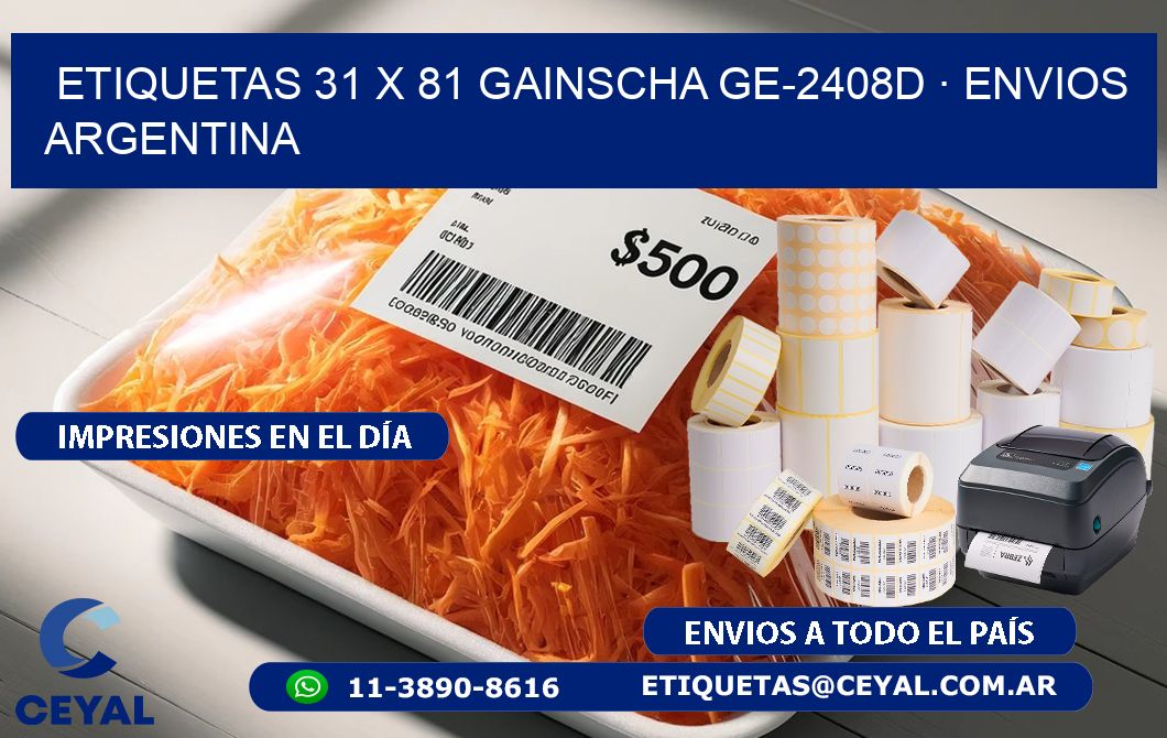 ETIQUETAS 31 x 81 GAINSCHA GE-2408D · ENVIOS ARGENTINA