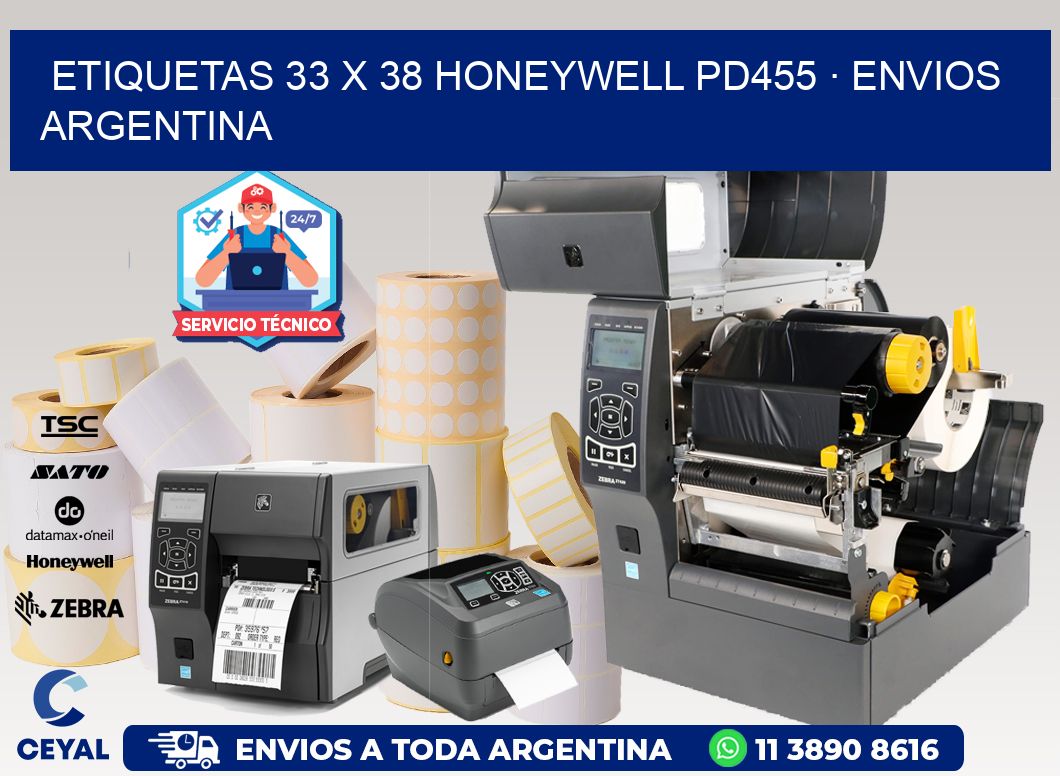 ETIQUETAS 33 x 38 HONEYWELL PD455 · ENVIOS ARGENTINA