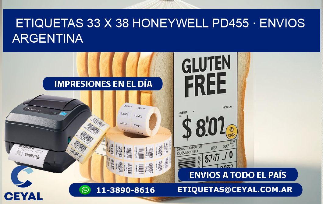 ETIQUETAS 33 x 38 HONEYWELL PD455 · ENVIOS ARGENTINA