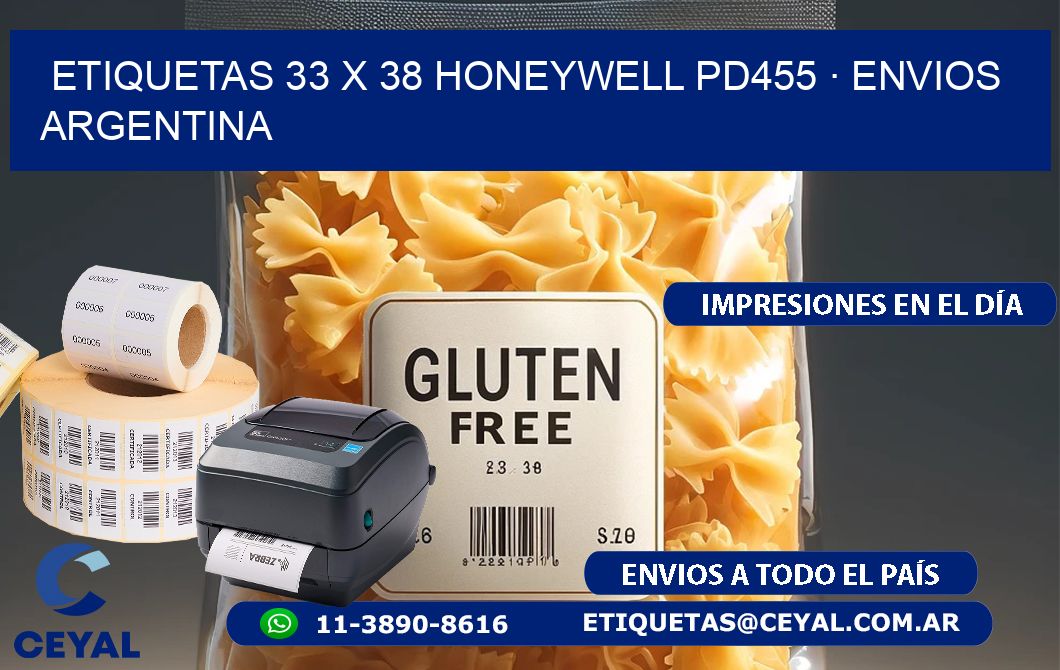 ETIQUETAS 33 x 38 HONEYWELL PD455 · ENVIOS ARGENTINA