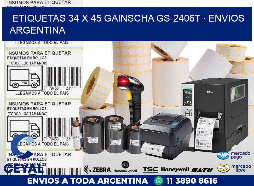ETIQUETAS 34 x 45 GAINSCHA GS-2406T · ENVIOS ARGENTINA