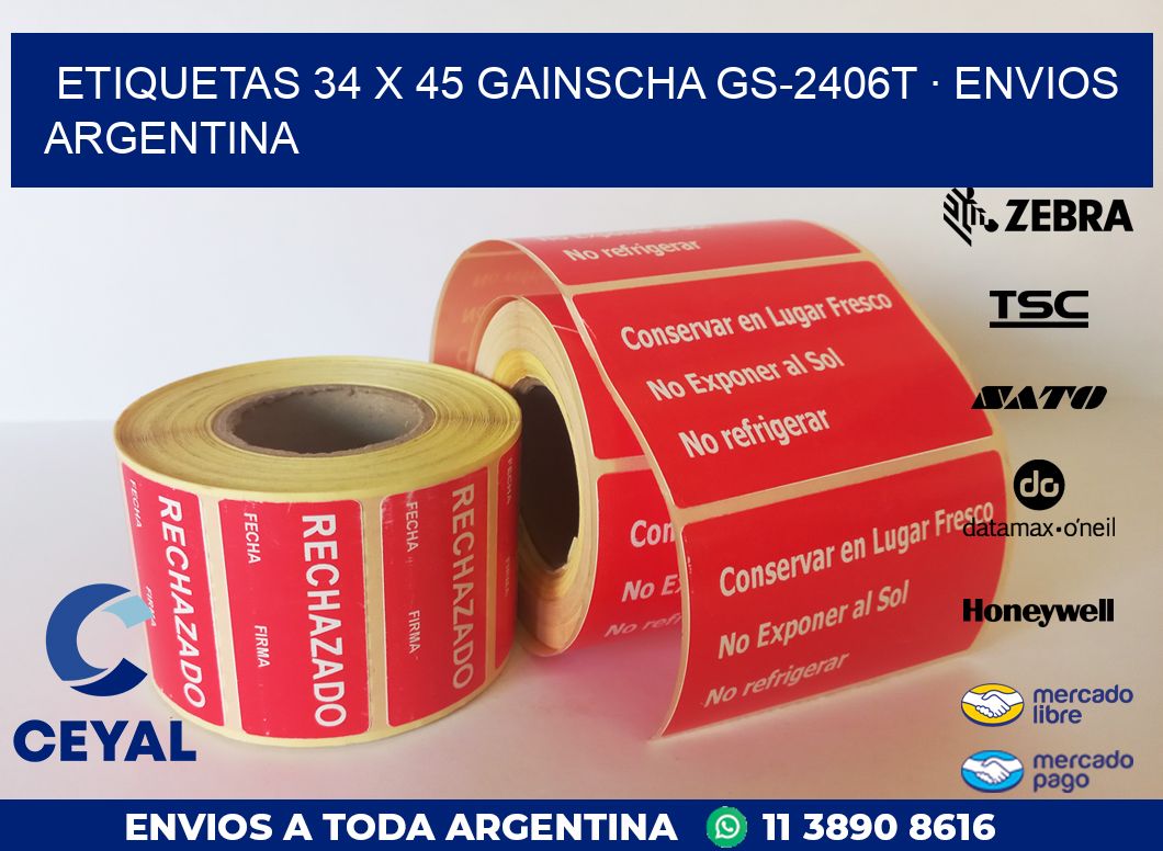 ETIQUETAS 34 x 45 GAINSCHA GS-2406T · ENVIOS ARGENTINA