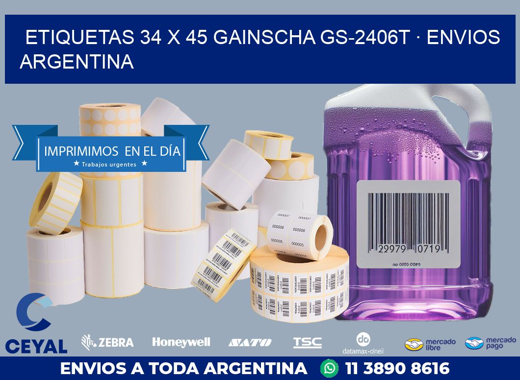 ETIQUETAS 34 x 45 GAINSCHA GS-2406T · ENVIOS ARGENTINA
