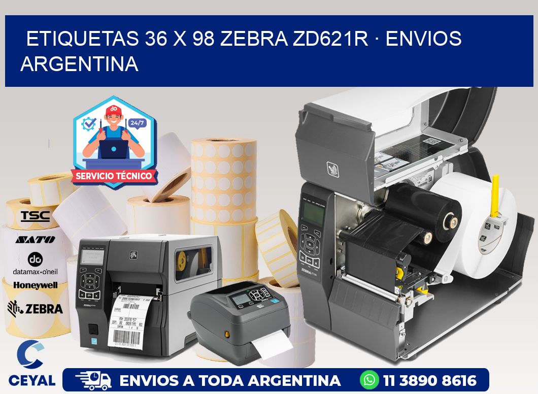 ETIQUETAS 36 x 98 ZEBRA ZD621R · ENVIOS ARGENTINA